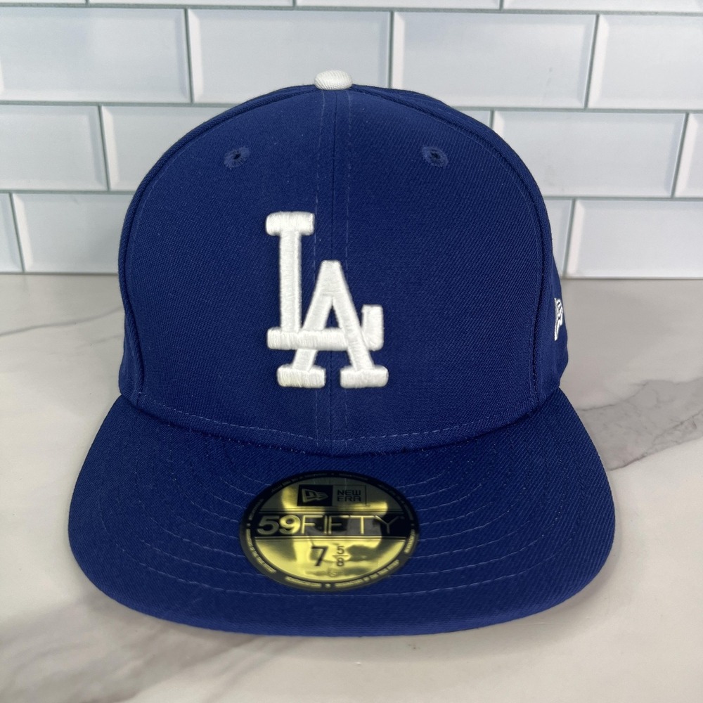 Los Angeles Dodgers Hat Cap Fitted Mens 7 5/8 Blue MLB Baseball New Era 59Fifty